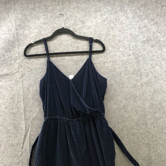 Gap Velvet Cami Jumpsuit Womens L Dark Blue Navy Tapered Relaxed Tie Waist - Picture 3 of 8